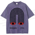 Unisex Bauhaus Geometric Eyes Printed Washed Tee