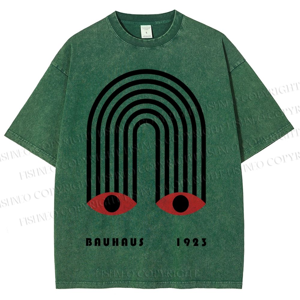 Unisex Bauhaus Geometric Eyes Printed Washed Tee