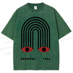 Unisex Bauhaus Geometric Eyes Printed Washed Tee