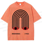 Unisex Bauhaus Geometric Eyes Printed Washed Tee