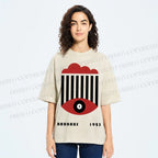 Unisex Bauhaus Geometric Eyes Printed Washed Tee