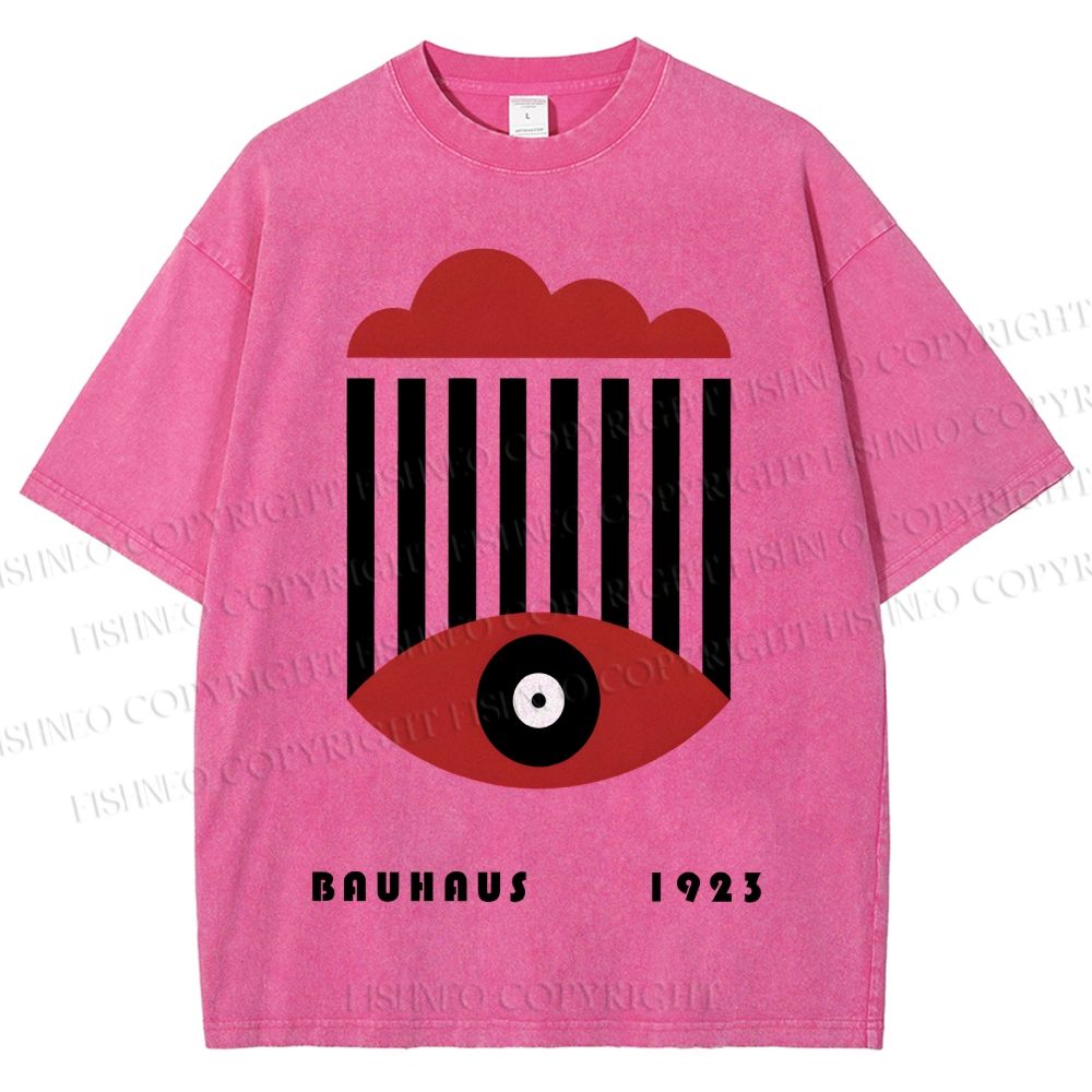 Unisex Bauhaus Geometric Eyes Printed Washed Tee