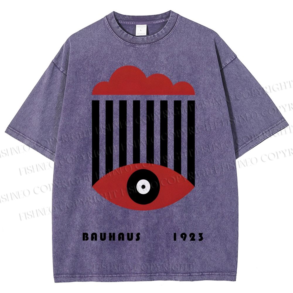 Unisex Bauhaus Geometric Eyes Printed Washed Tee