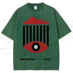 Unisex Bauhaus Geometric Eyes Printed Washed Tee
