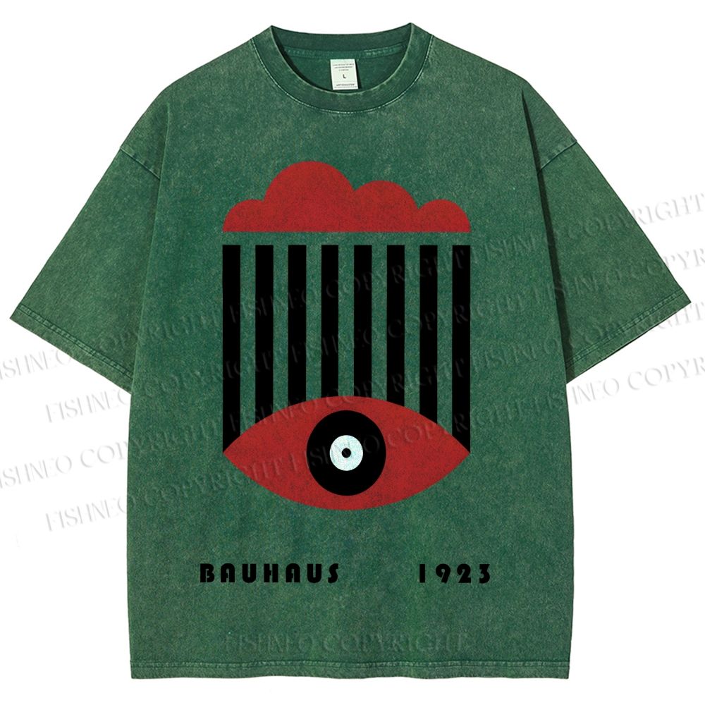 Unisex Bauhaus Geometric Eyes Printed Washed Tee