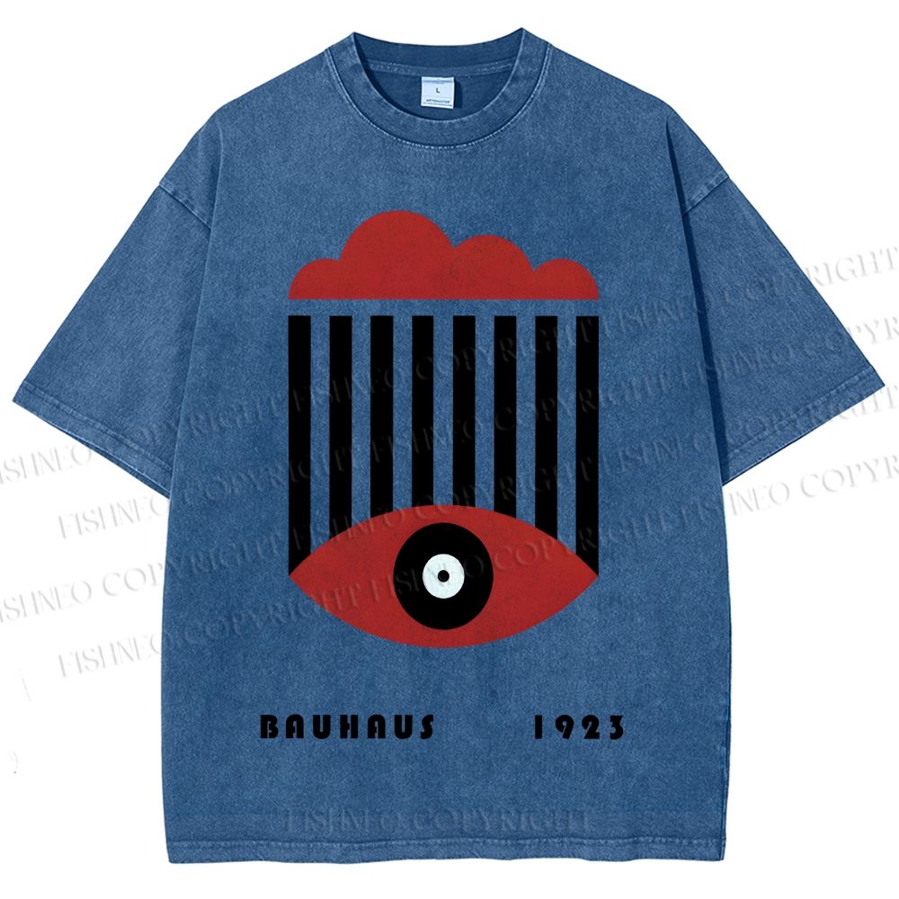 Unisex Bauhaus Geometric Eyes Printed Washed Tee