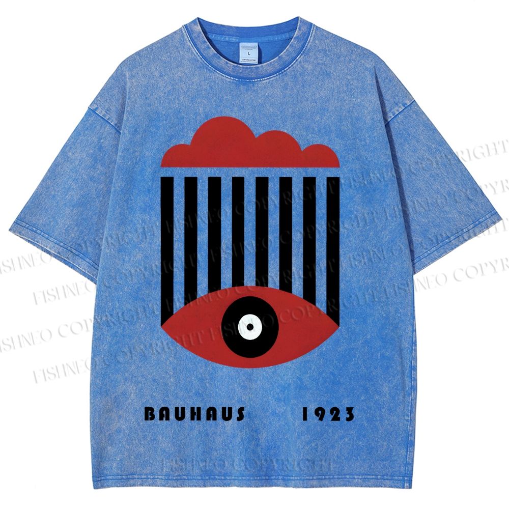 Unisex Bauhaus Geometric Eyes Printed Washed Tee