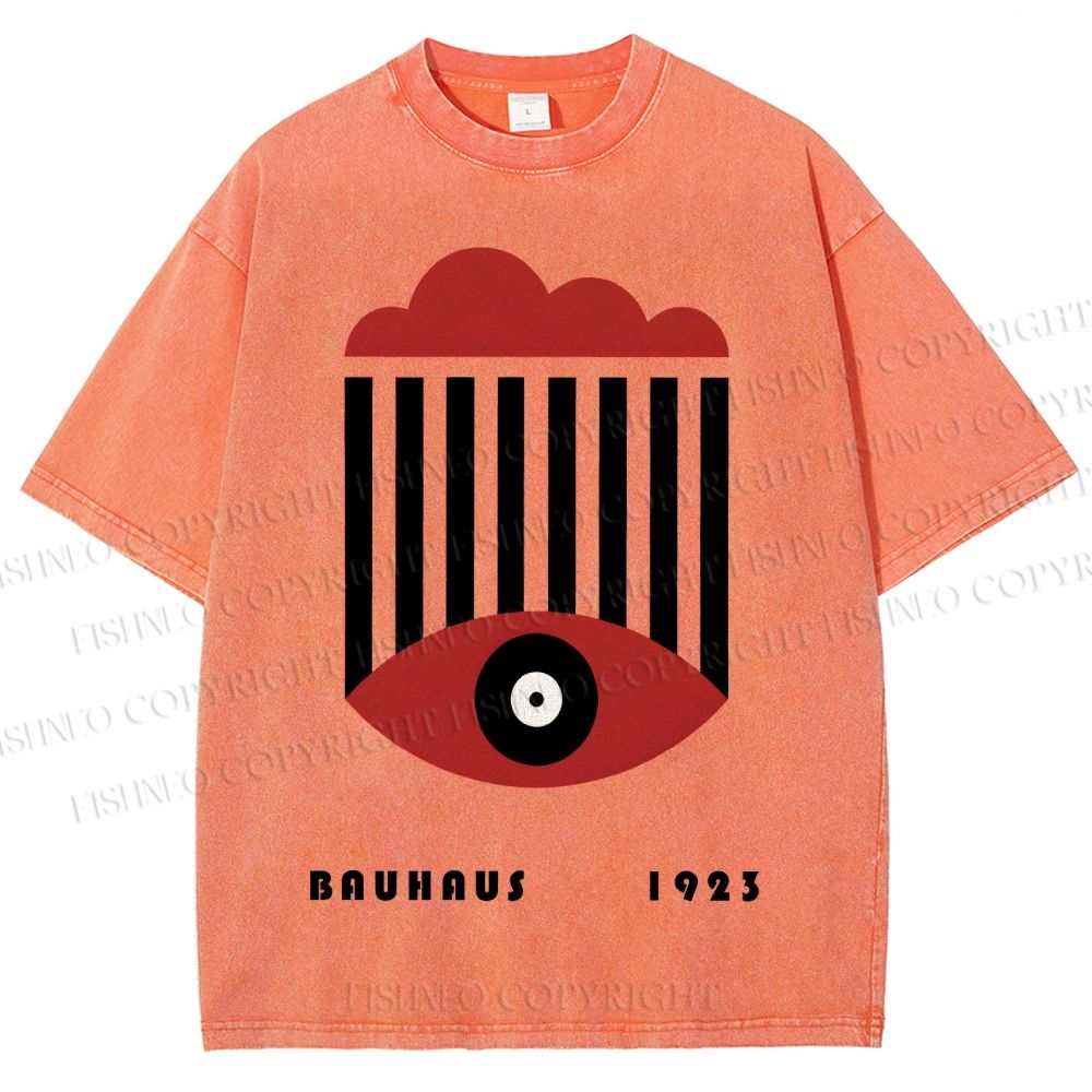 Unisex Bauhaus Geometric Eyes Printed Washed Tee