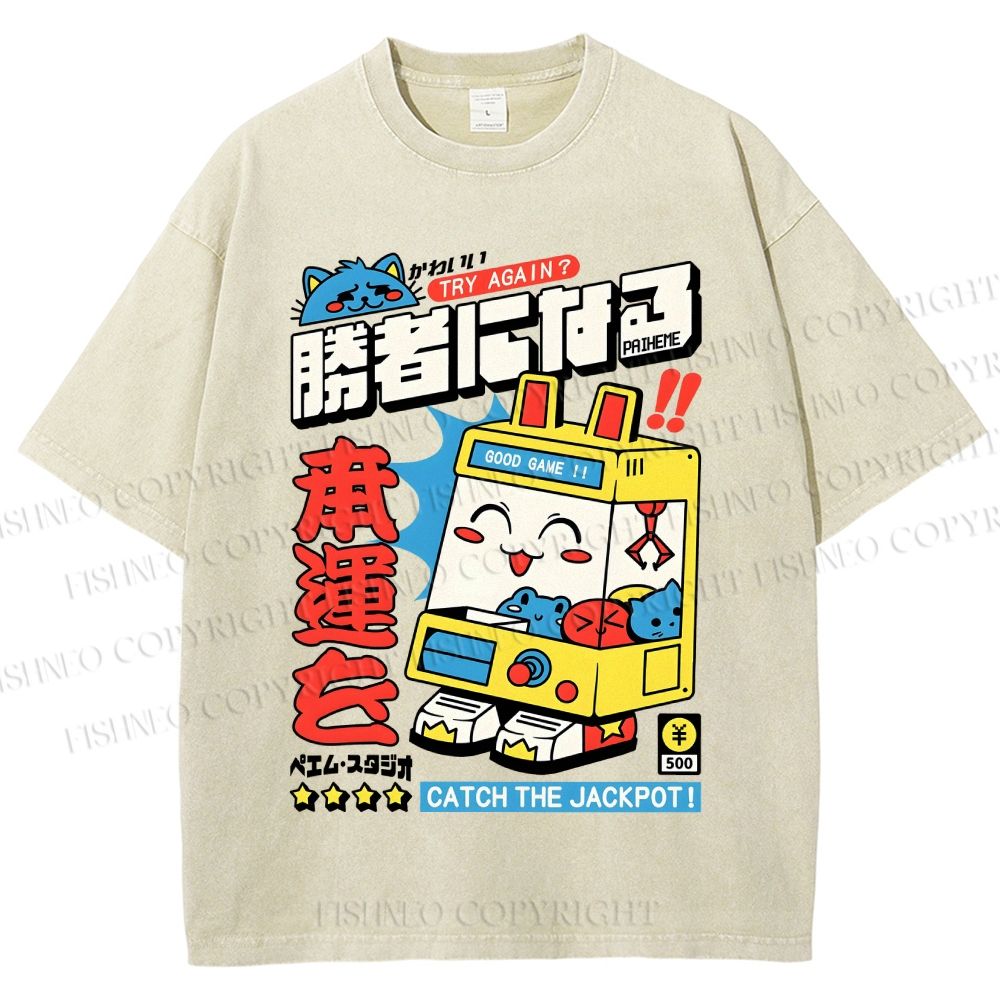 Unisex Catch The Jackpot Printed Washed Tee
