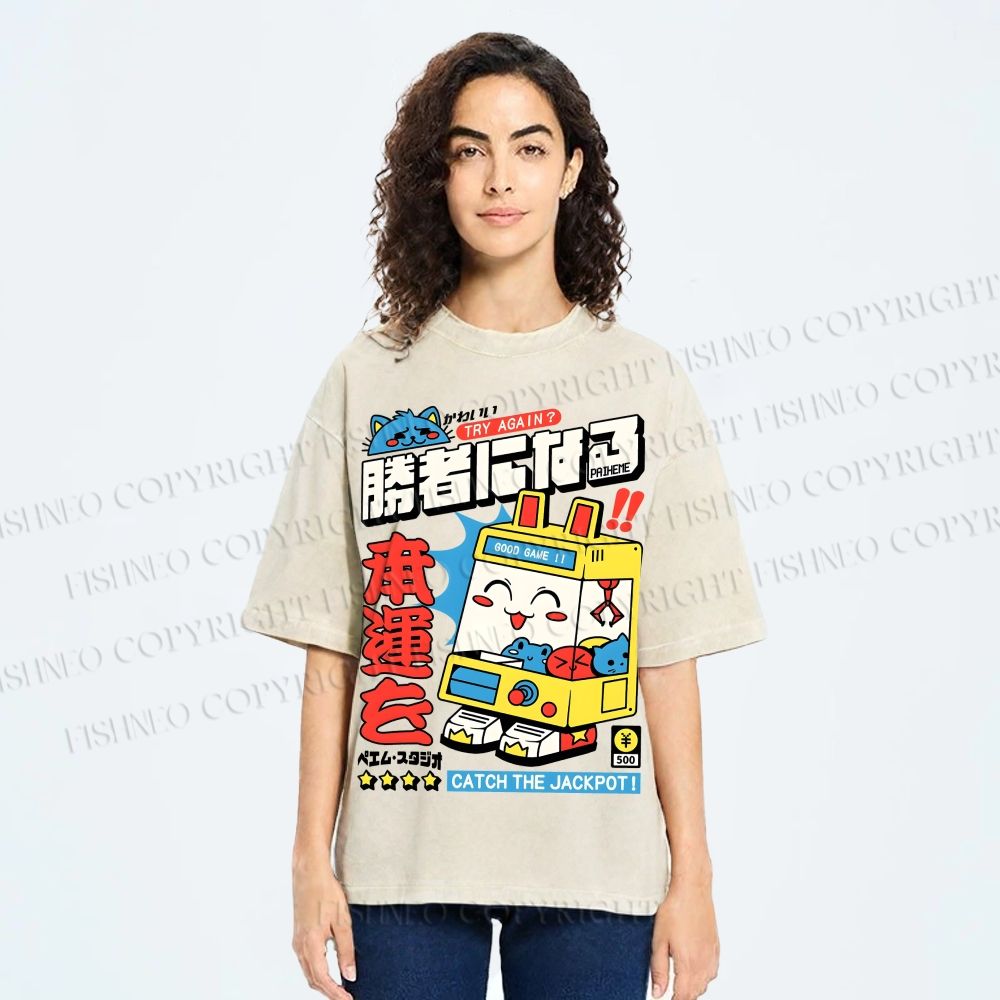 Unisex Catch The Jackpot Printed Washed Tee