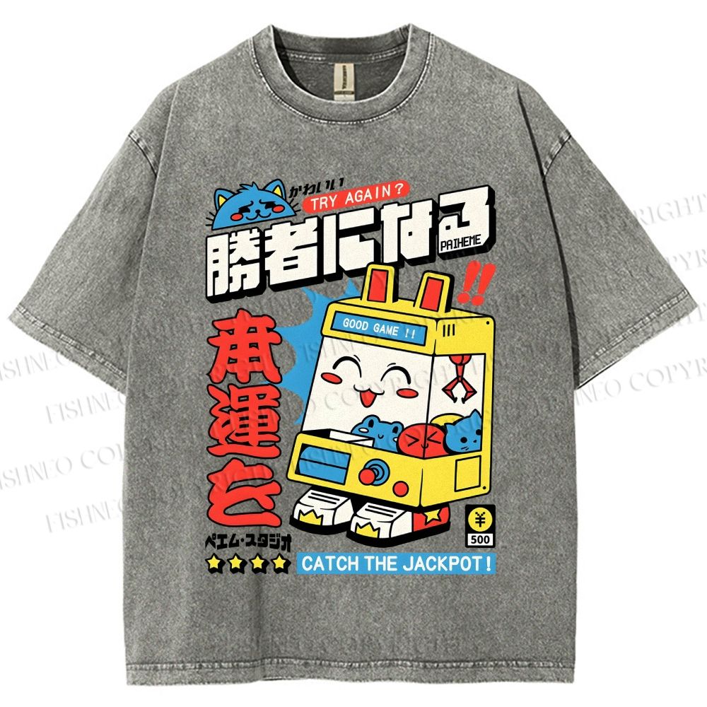 Unisex Catch The Jackpot Printed Washed Tee