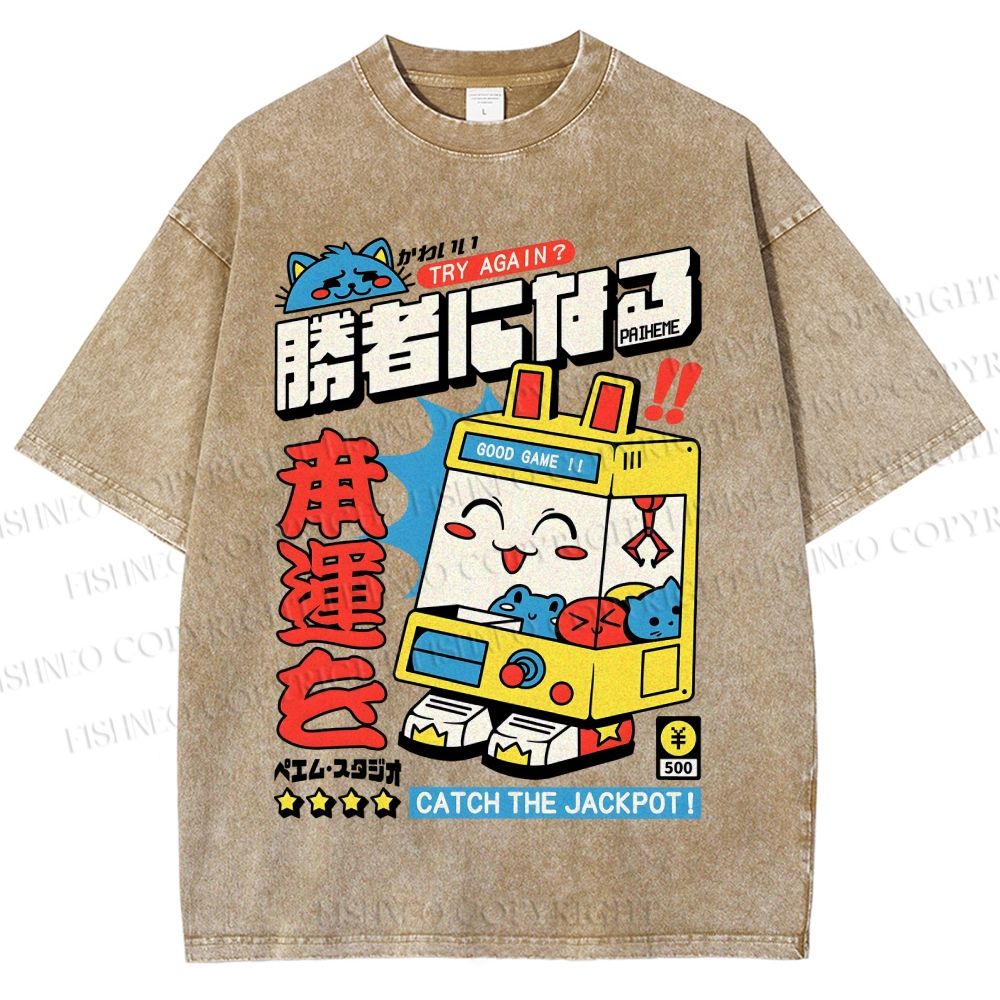 Unisex Catch The Jackpot Printed Washed Tee