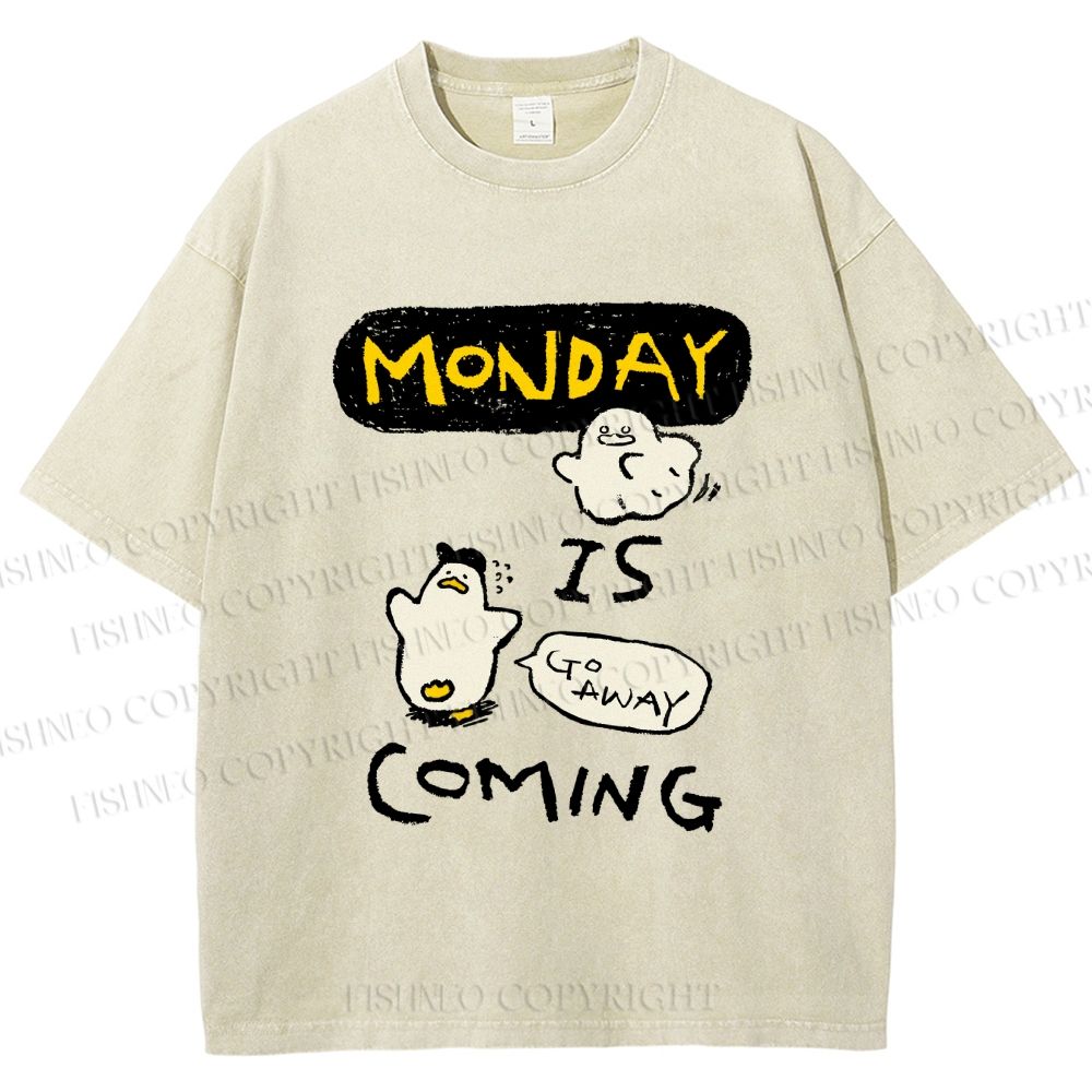 Unisex Goose Ghost Hunting Monday Is Coming Printed Washed Tee
