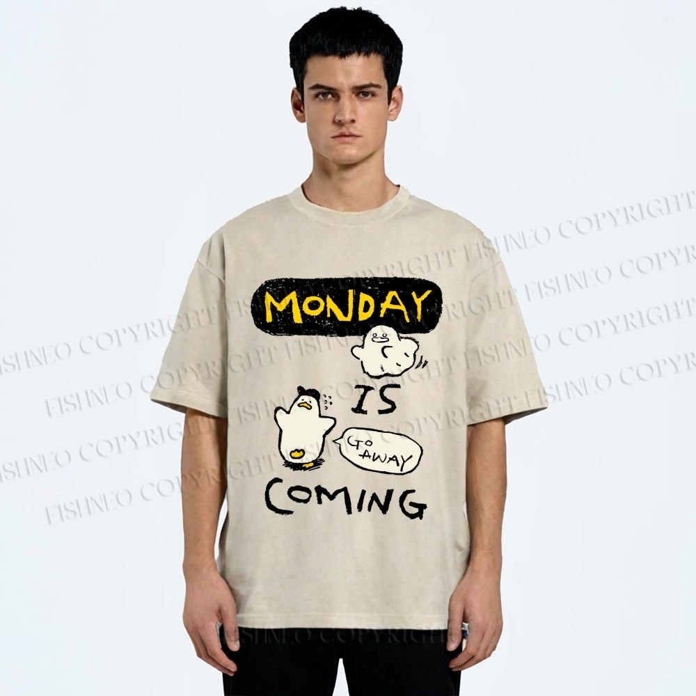 Unisex Goose Ghost Hunting Monday Is Coming Printed Washed Tee
