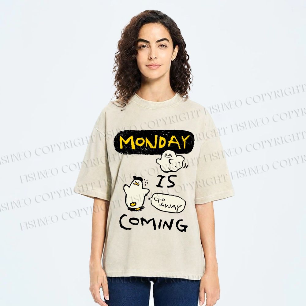 Unisex Goose Ghost Hunting Monday Is Coming Printed Washed Tee
