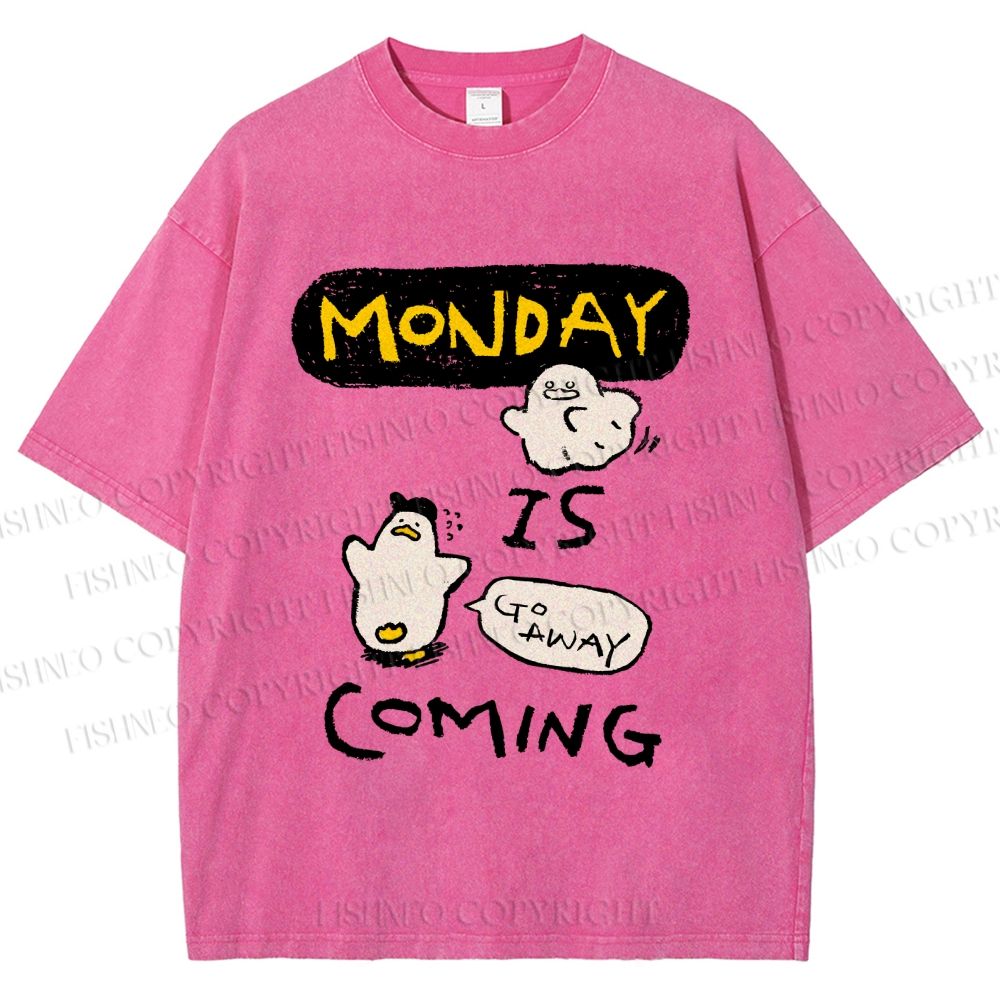 Unisex Goose Ghost Hunting Monday Is Coming Printed Washed Tee