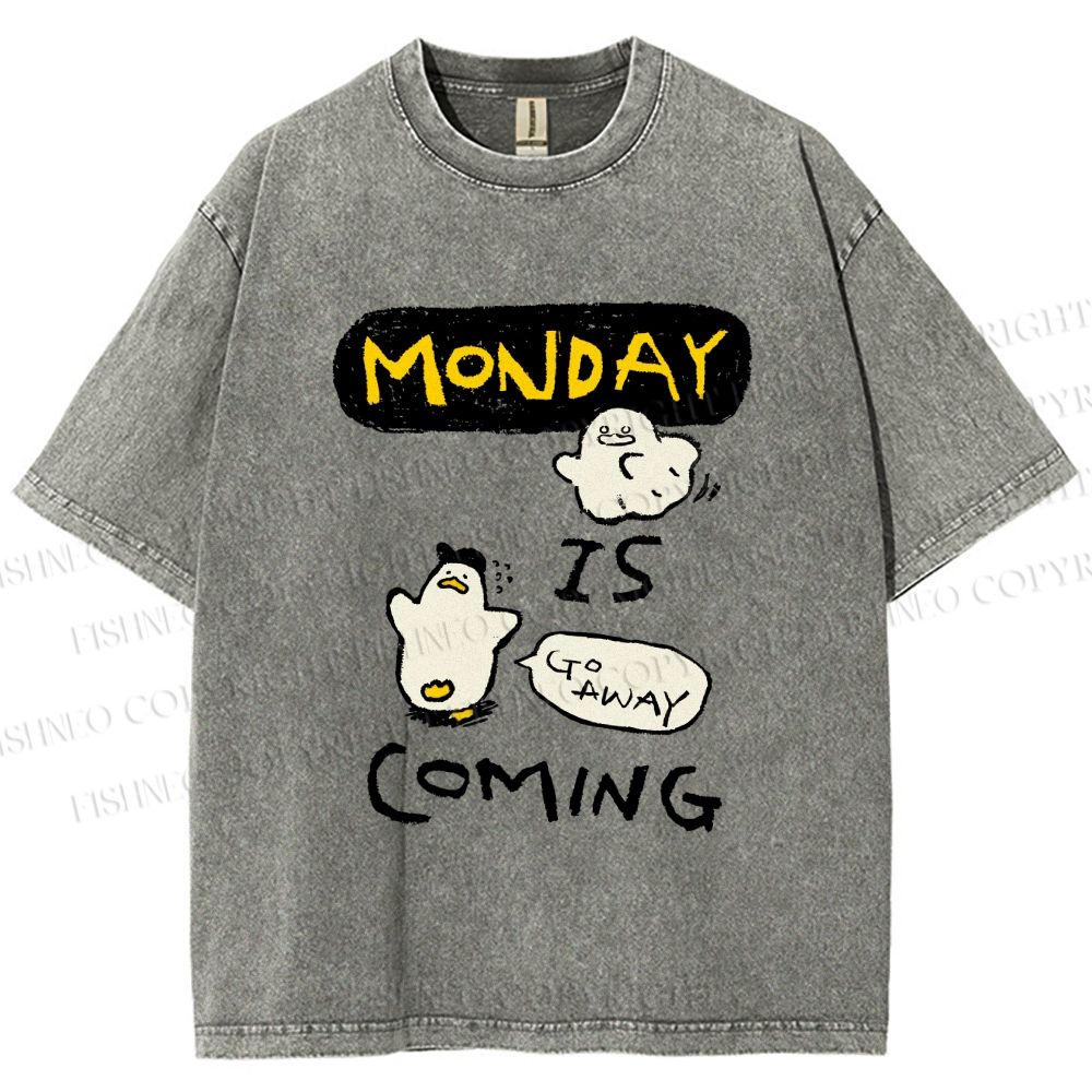 Unisex Goose Ghost Hunting Monday Is Coming Printed Washed Tee