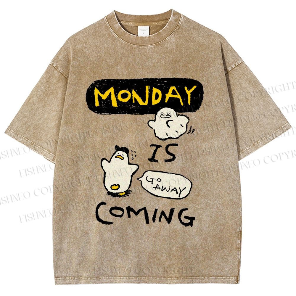 Unisex Goose Ghost Hunting Monday Is Coming Printed Washed Tee