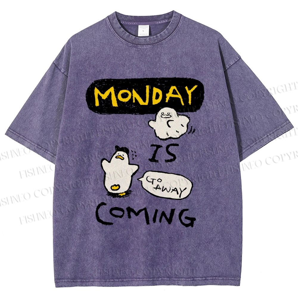 Unisex Goose Ghost Hunting Monday Is Coming Printed Washed Tee