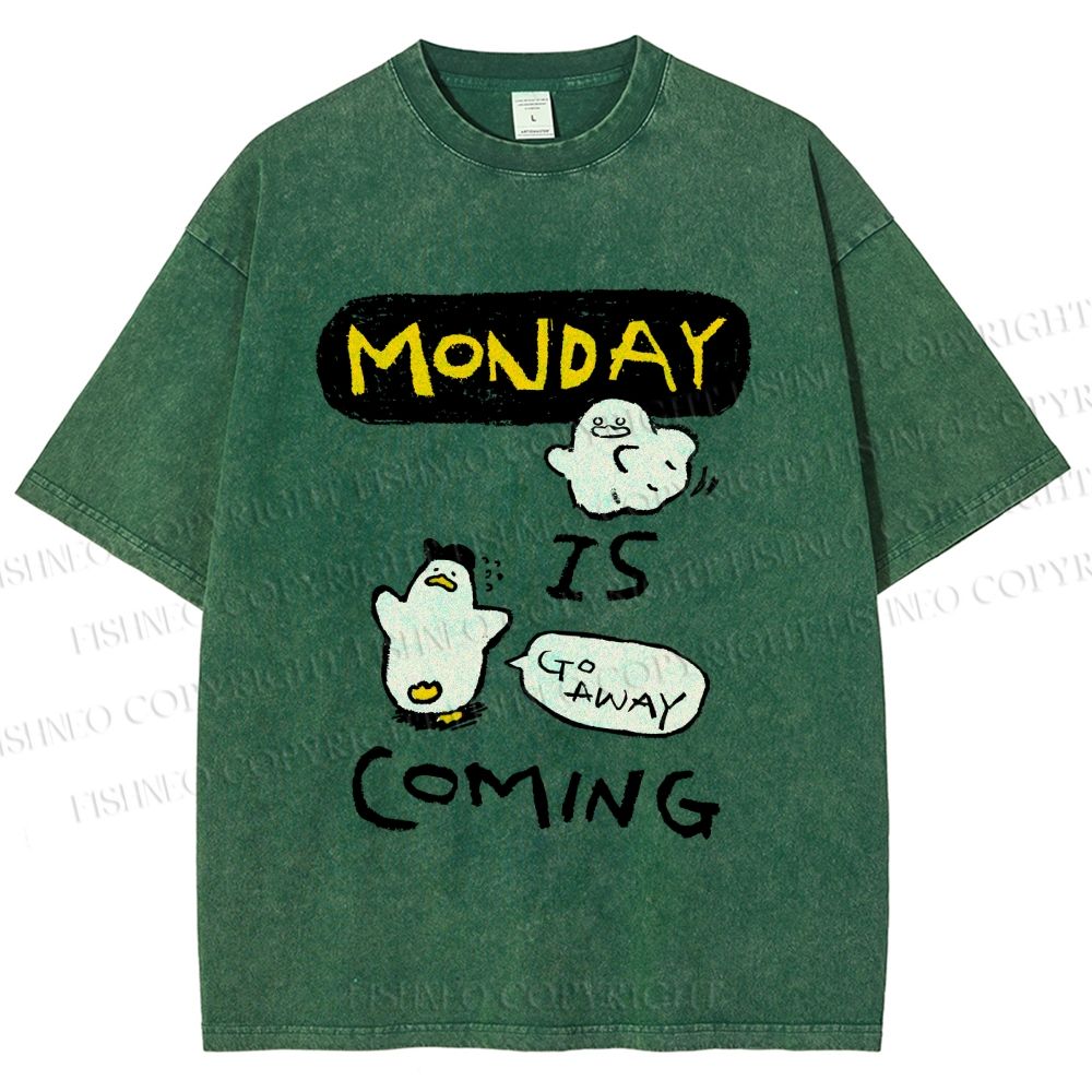 Unisex Goose Ghost Hunting Monday Is Coming Printed Washed Tee