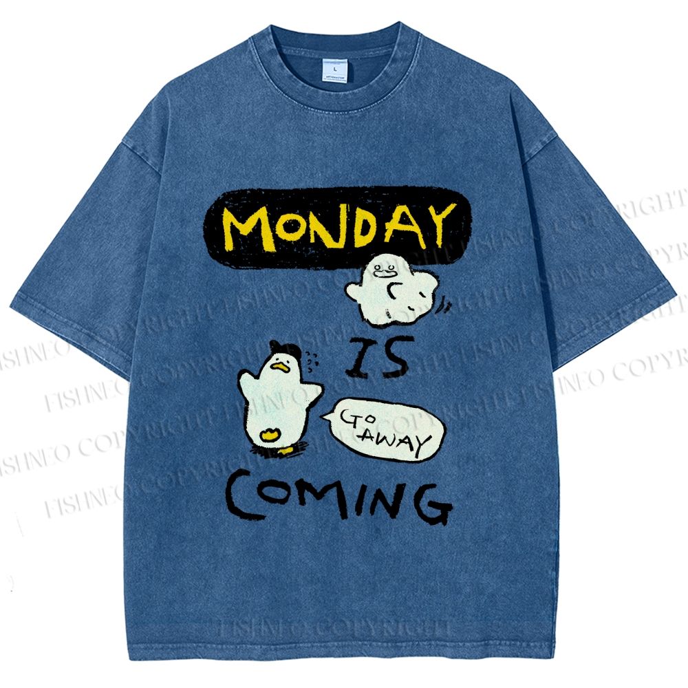 Unisex Goose Ghost Hunting Monday Is Coming Printed Washed Tee