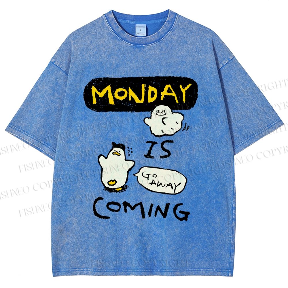 Unisex Goose Ghost Hunting Monday Is Coming Printed Washed Tee