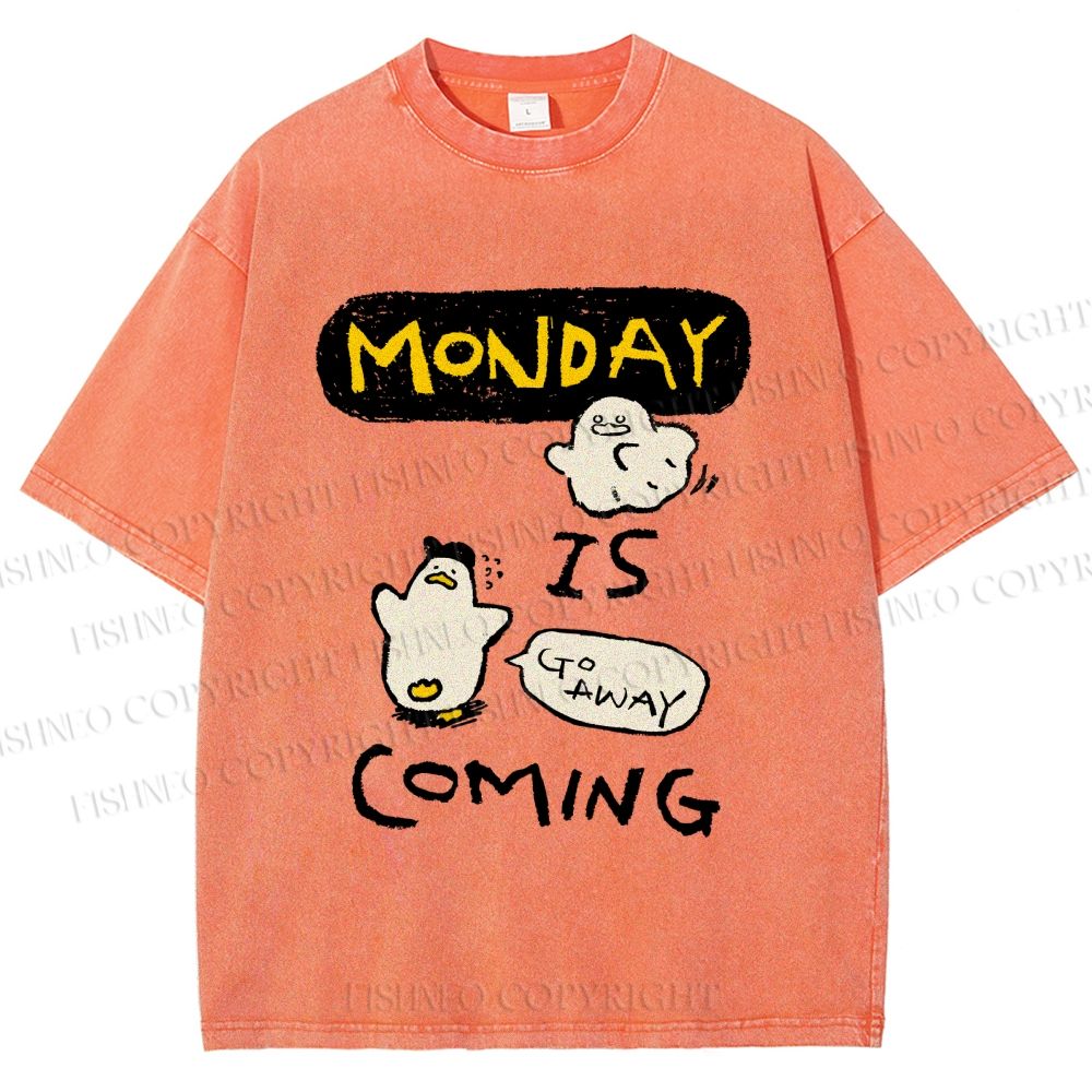 Unisex Goose Ghost Hunting Monday Is Coming Printed Washed Tee