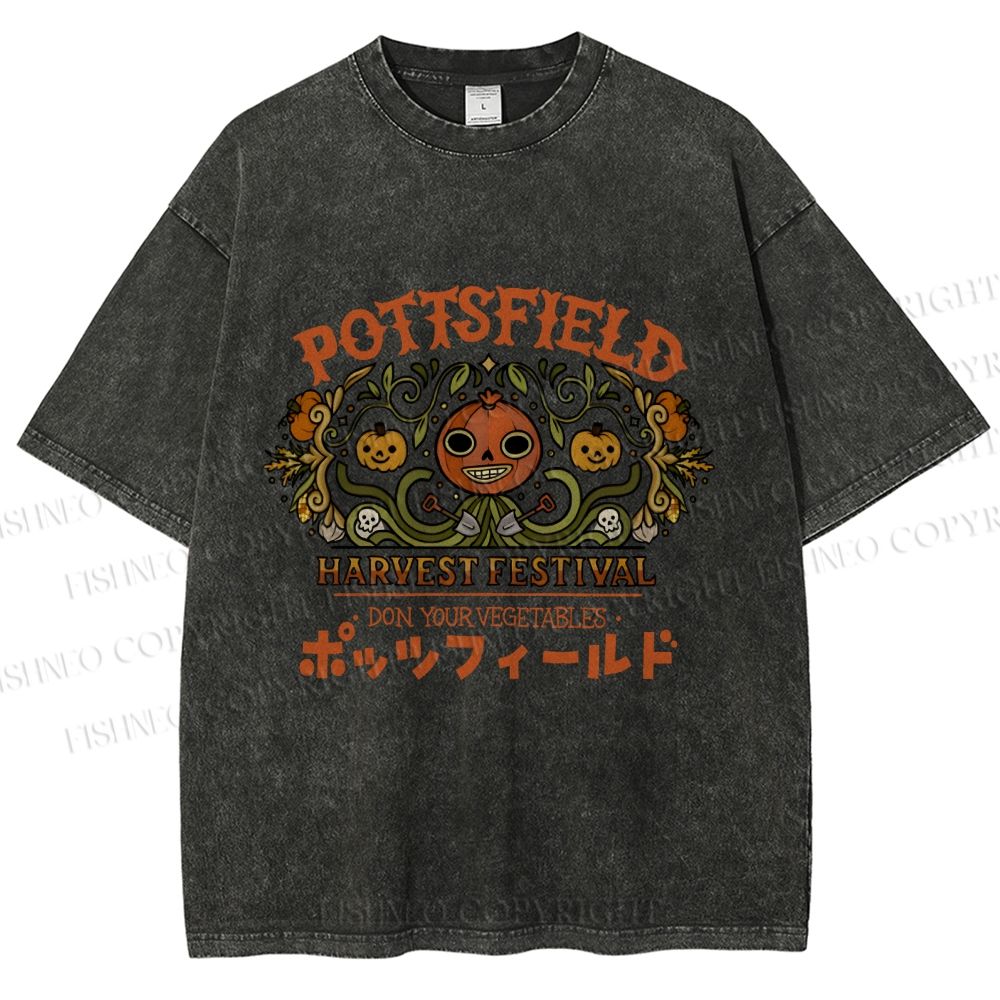Unisex Halloween Pumpkin Pottsfield Printed Washed Tee