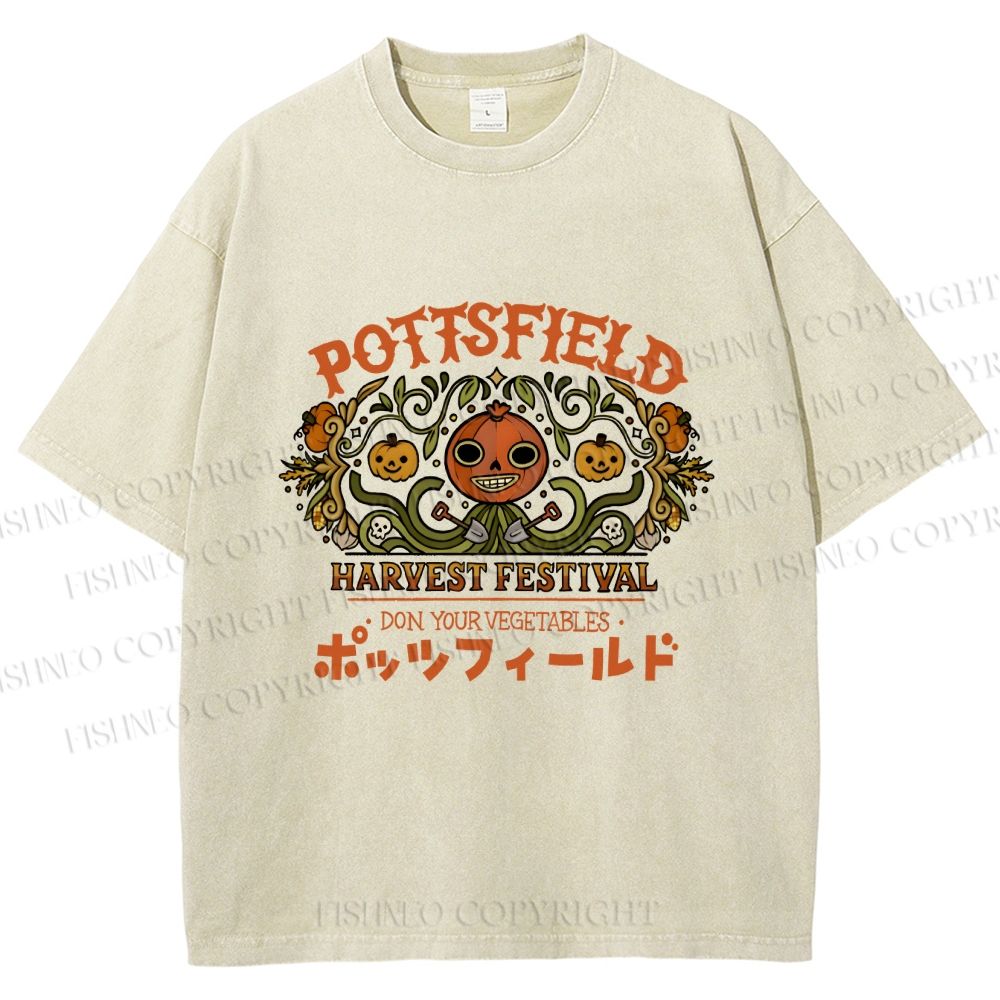 Unisex Halloween Pumpkin Pottsfield Printed Washed Tee