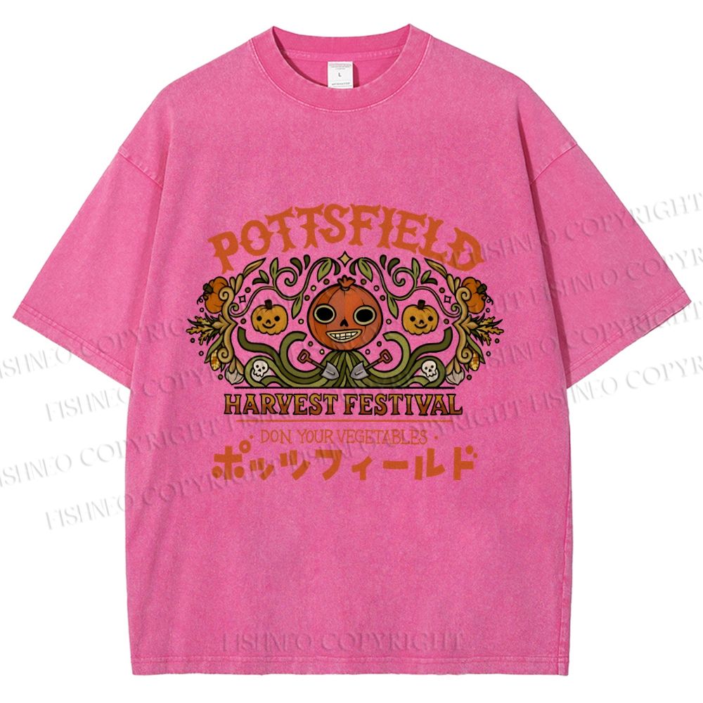 Unisex Halloween Pumpkin Pottsfield Printed Washed Tee