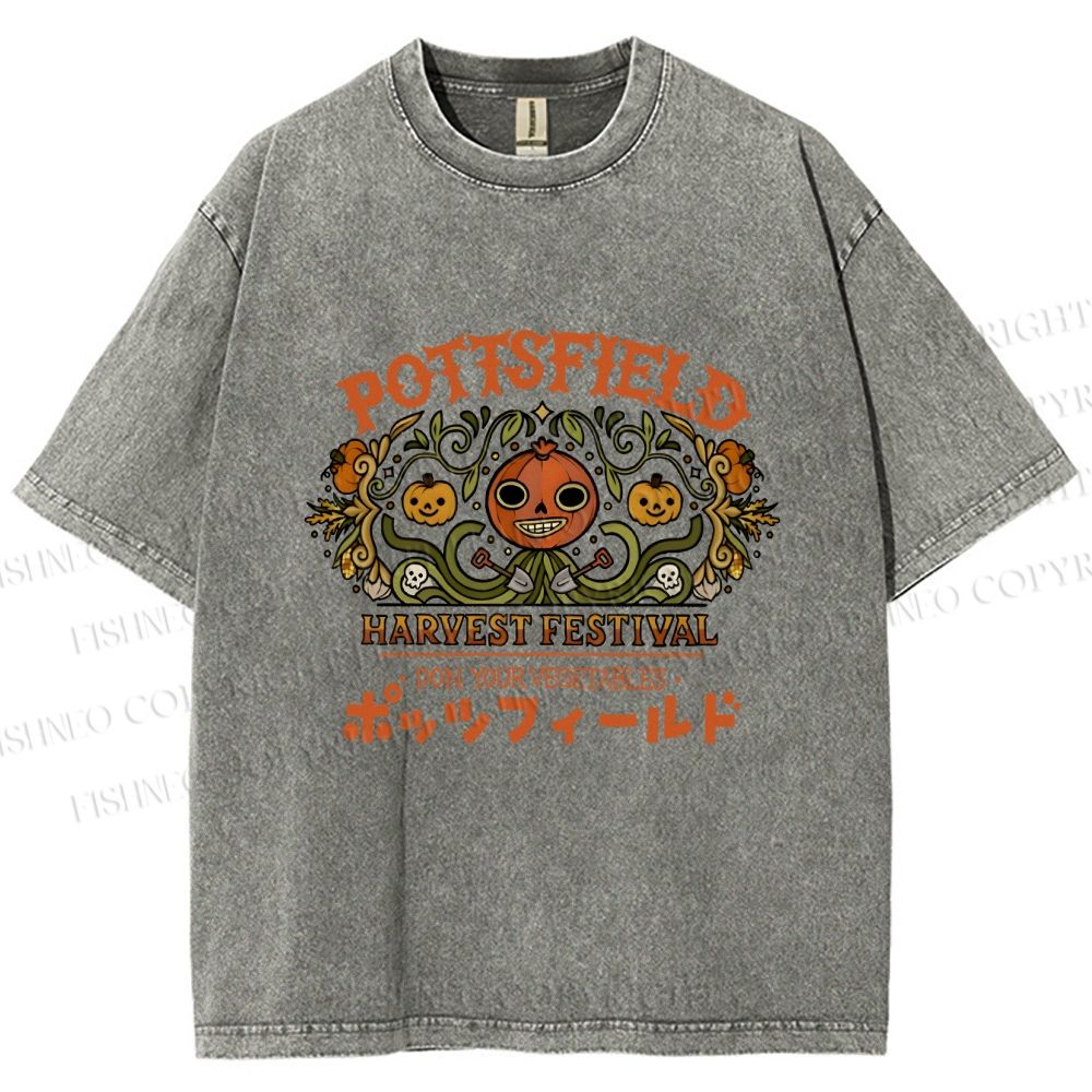 Unisex Halloween Pumpkin Pottsfield Printed Washed Tee