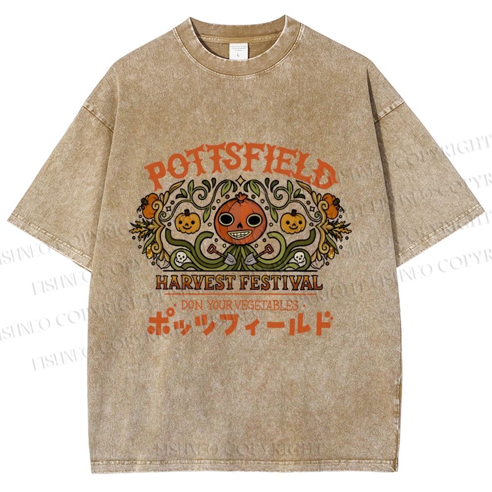 Unisex Halloween Pumpkin Pottsfield Printed Washed Tee