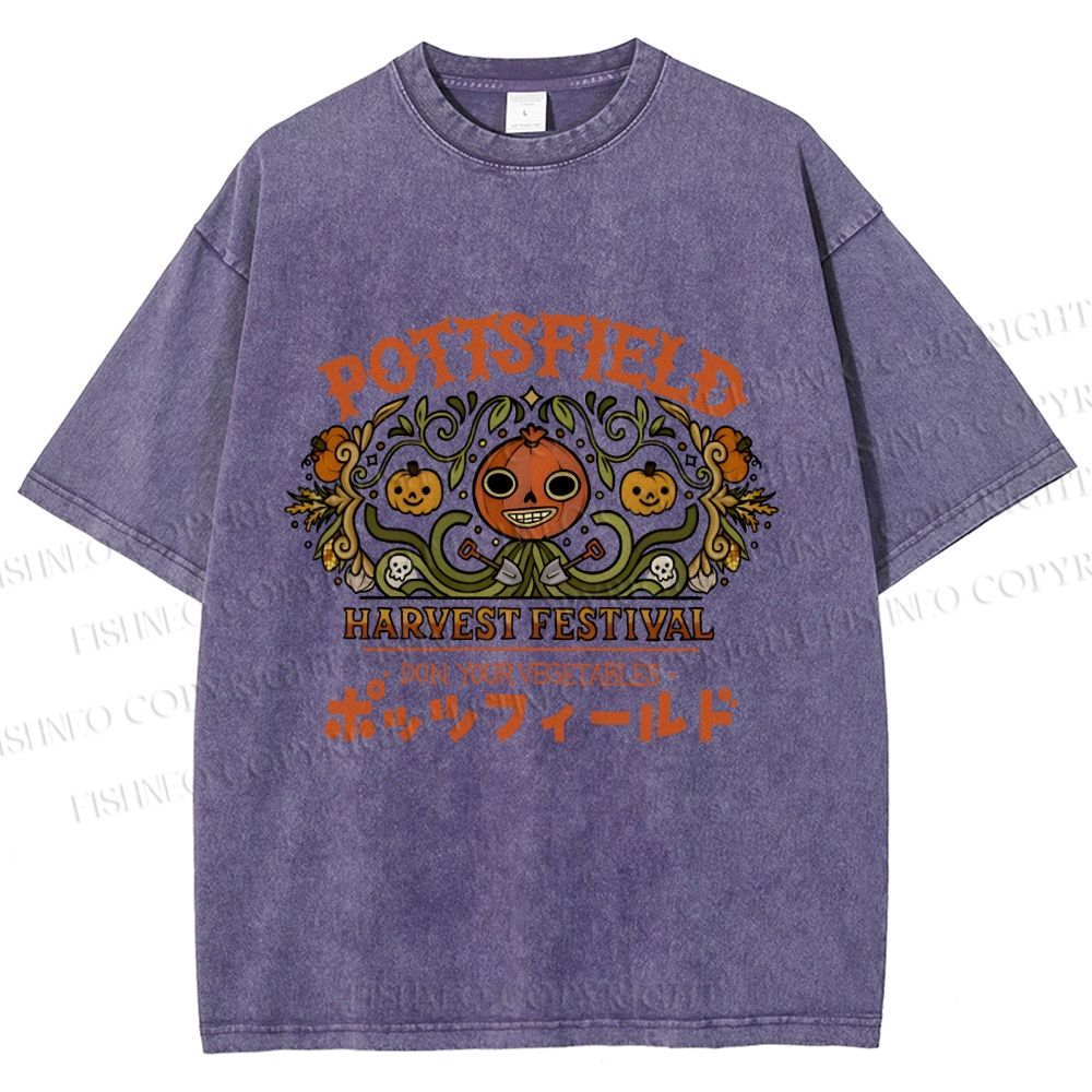 Unisex Halloween Pumpkin Pottsfield Printed Washed Tee