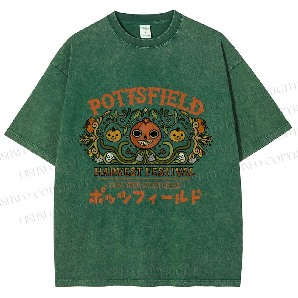 Unisex Halloween Pumpkin Pottsfield Printed Washed Tee