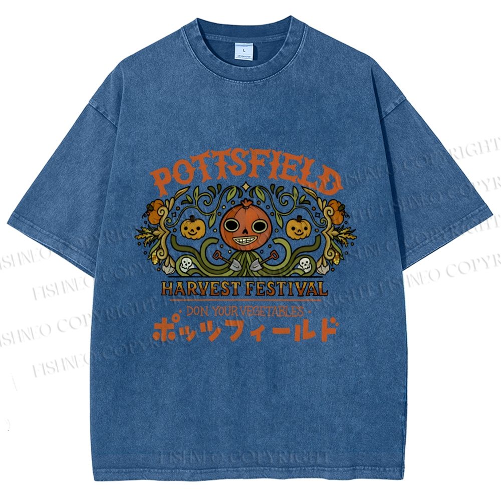 Unisex Halloween Pumpkin Pottsfield Printed Washed Tee