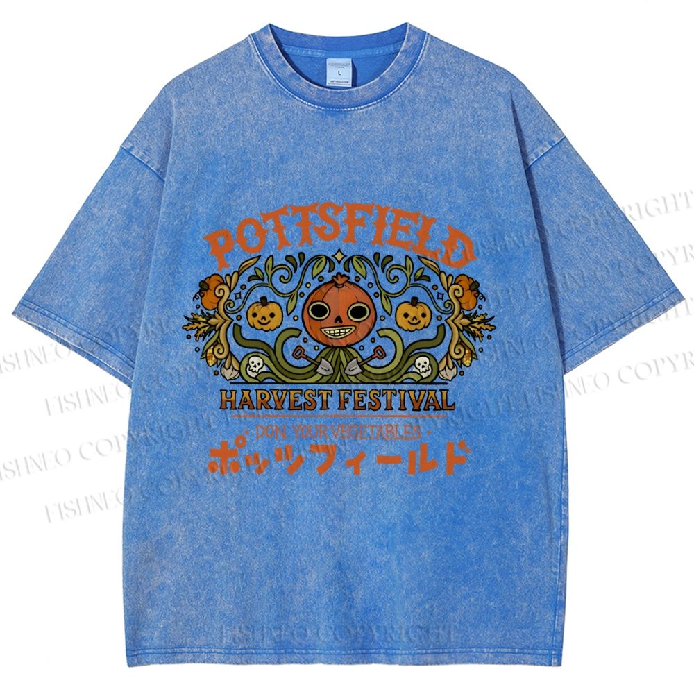 Unisex Halloween Pumpkin Pottsfield Printed Washed Tee