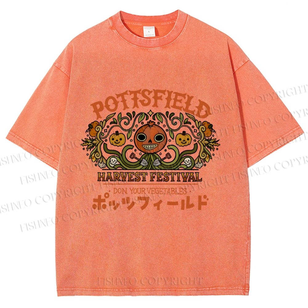 Unisex Halloween Pumpkin Pottsfield Printed Washed Tee