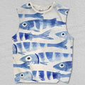 Unisex Blue Fish Printed Tank Top