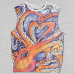Unisex Octopus Graffiti Printed Tank Top