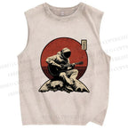 Unisex Astronaut Play Guitar Alone Printed Washed Tank Top