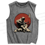 Unisex Astronaut Play Guitar Alone Printed Washed Tank Top