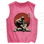 Unisex Astronaut Play Guitar Alone Printed Washed Tank Top
