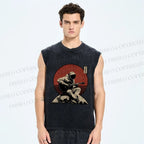 Unisex Astronaut Play Guitar Alone Printed Washed Tank Top