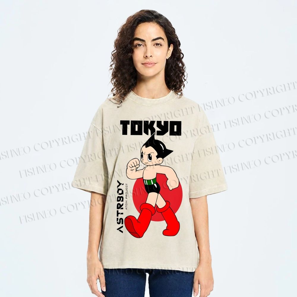 Unisex Tokyo Astro Boy Printed Washed Tee