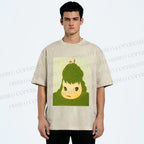 Unisex Green Yoshitomo Nara Printed Washed Tee