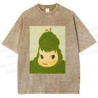 Unisex Green Yoshitomo Nara Printed Washed Tee