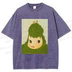 Unisex Green Yoshitomo Nara Printed Washed Tee