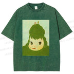 Unisex Green Yoshitomo Nara Printed Washed Tee