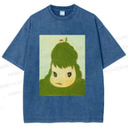 Unisex Green Yoshitomo Nara Printed Washed Tee