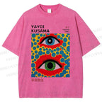 Unisex Yayoi Kusama Eyes Printed Washed Tee